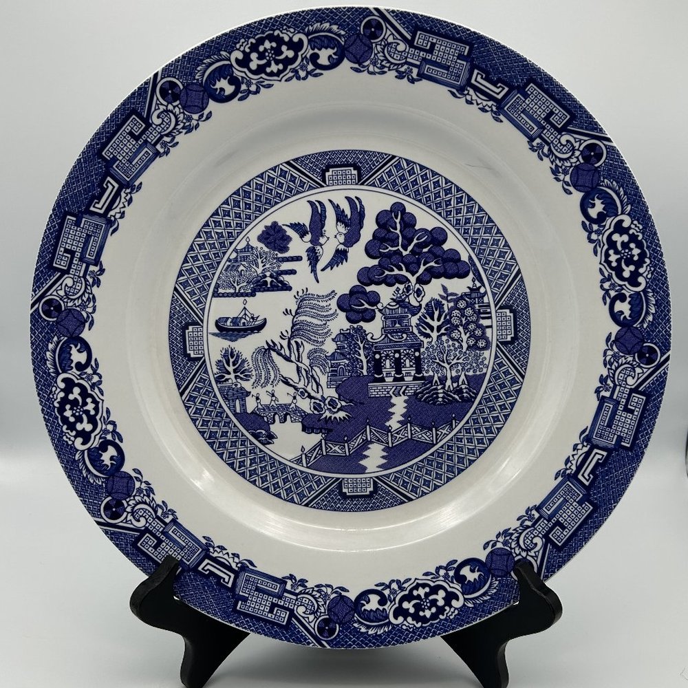 Royal Cuthbertson Blue Willow Transferware Serving Plate Dinner Plate 10 5/8 in